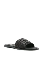 Miu Miu Raffia-effect woven Black slides - Image 2