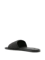 Miu Miu Raffia-effect woven Black slides - Image 3