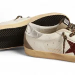 Golden Goose Super-Star With Burgundy Glitter Star And Silver Heel Tab - Image 3