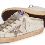Golden Goose Super-Star Sabot With A Platinum Glitter Star And Suede Tongue - Image 3