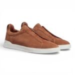 Zegna Suede Triple Stitch Tobacco Men’s