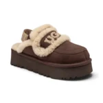 UGG Chloe Fluffy Platform Scuff – Brown - Image 2
