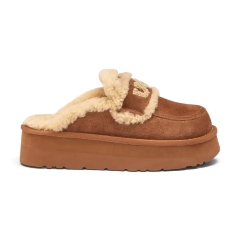 IMG_7817 UGG Women’s Chloe Fluffy Platform Scuff – Chestnut - Image 1