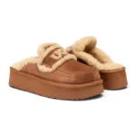 UGG Women’s Chloe Fluffy Platform Scuff – Chestnut - Image 4