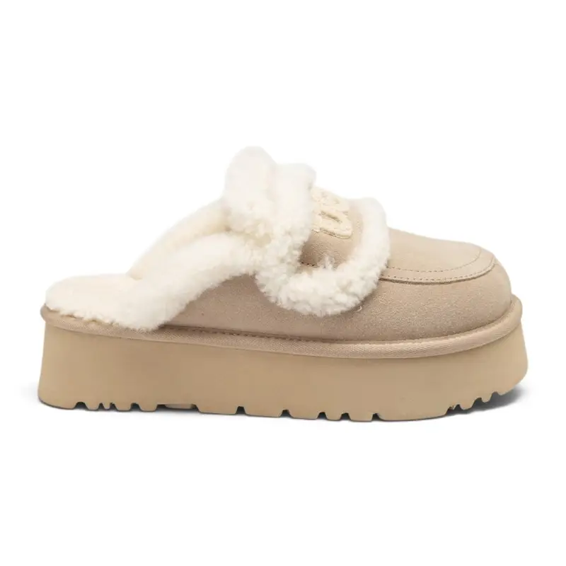 IMG_7825 UGG Chloe Fluffy Platform Scuff – Beige - Image 1
